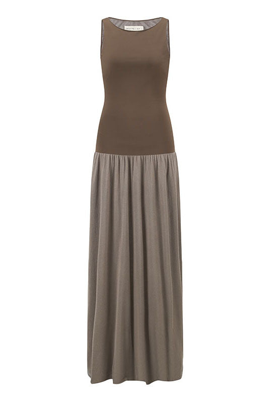 SWAYING 25 Early Autumn One-shoulder splicing bud vest dress SW-SW25PF2L02C2-ZONG Brown
